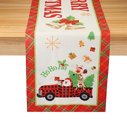 Weihnachtstischläufer, 180x35cm Rotes LKW Gitter Weihnachtstisch für Hochzeit Babyparty Geburtstag Party Tischdekoration von NQEUEPN