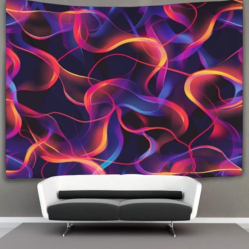 3D Druck Neon Light Curve Wandteppiche Poster Ornament Wandbehang Wandteppich Raumteiler Vorhang Für Schlafzimmer Wohnzimmer Wohnheim Tapisseries 70cmx100cm von NQHXLRUDC