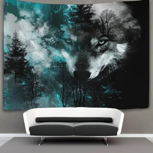 NQHXLRUDC 3D Druck Wolves in The Moonlight Wandteppiche Poster Ornament Wandbehang Wandteppich Raumteiler Vorhang Für Wohnzimmer Schlafzimmer Tapisseries 180cmx230cm von NQHXLRUDC