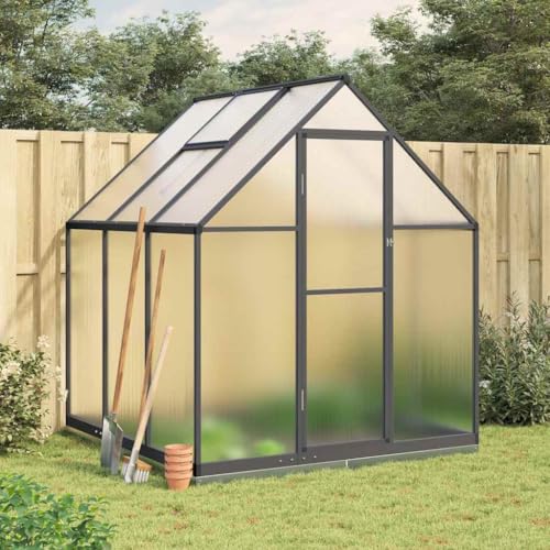 Artikelgewächshaus mit Fundamentrahmen Anthrazit 169x169x202cm Aluminium Rasen & Garten Gartenarbeit Gewächshäuser von NQJIBUE