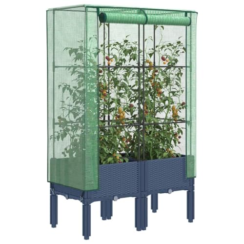 Artikelhochbeet mit Gewächshausabdeckung Rattanoptik 80x40x140 cm Rasen & Garten Gartenarbeit Töpfe & Pflanzgefäße von NQJIBUE