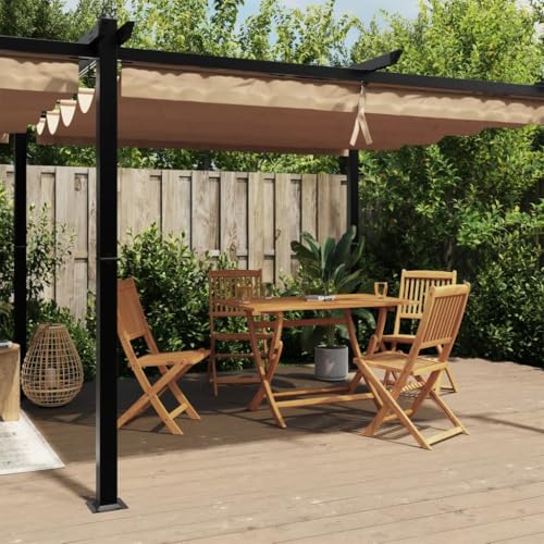 Gartenpavillon mit einziehbarem Dach Taupe 3x6m Aluminium von NQJIBUE