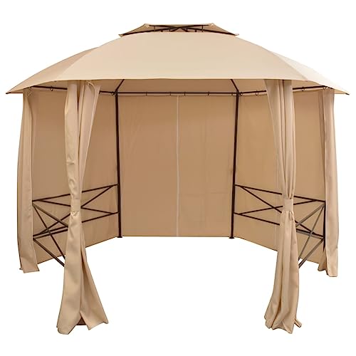 Gartenzelt Pavillon Zelt mit Vorhängen 6-eckig 360x265cm von NQJIBUE