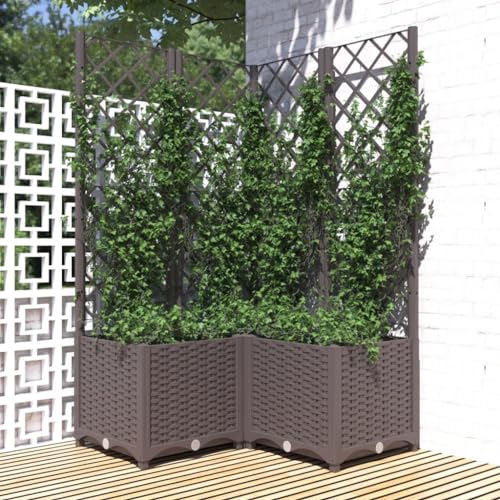 Item-Garden Pflanzkasten mit Rankgitter braun 80x80x136 cm PP Rasen & Garten Gartenarbeit Töpfe & Pflanzgefäße von NQJIBUE