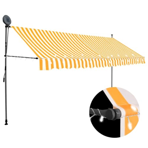 Item-Manual Markise einziehbar mit LED 400 cm Weiß und Orange Rasen & Garten Outdoor Wohnen Fenster & Tür Markisen von NQJIBUE