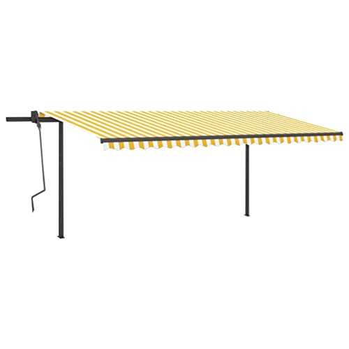 Item-Manual Versenkbare Markise mit LED 5x3m Gelb und Weiß Rasen & Garten Outdoor Wohnen Fenster & Tür Markisen von NQJIBUE