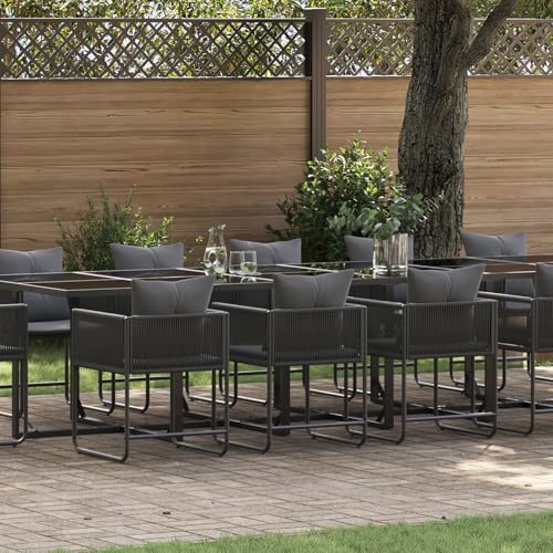 NQJIBUE 18-teiliges Garten-Esszimmer-Set mit Kissen, Stahl und Poly-Rattan, Outdoor-Sets von NQJIBUE