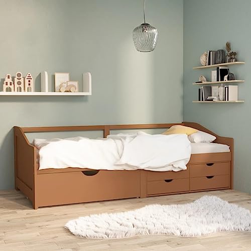 NQJIBUE 3-Sitzer-Tagesbett ohne Matratze, Braun, massives Kiefernholz, 90 x 200 cm, Betten & Zubehör, Betten & Bettrahmen NQJIBUE 3-Sitzer-Tagesbett ohne Matratze, Braun, massives Kiefernholz, 90 x 200 cm, Betten & Zubehör, Betten & Bettrahmen von NQJIBUE