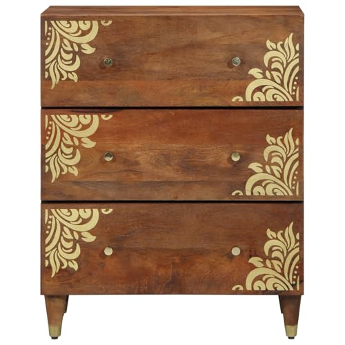 NQJIBUE 3-teiliges Badmöbel-Set Massivholz Rauhholz Mango Sideboard 60x33x75cm Massivholz Mango von NQJIBUE