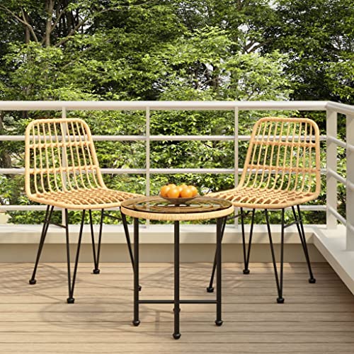 NQJIBUE 3-teiliges Garten-Esszimmer-Set, Poly-Rattan, Outdoor-Möbel-Set von NQJIBUE