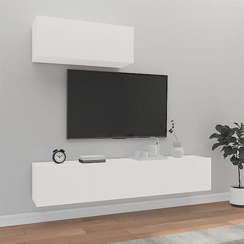 NQJIBUE 3-teiliges TV-Schrank-Set, Holz, Unterhaltungszentren und TV-Ständer, Weiß NQJIBUE 3-teiliges TV-Schrank-Set, Holz, Unterhaltungszentren und TV-Ständer, Weiß von NQJIBUE