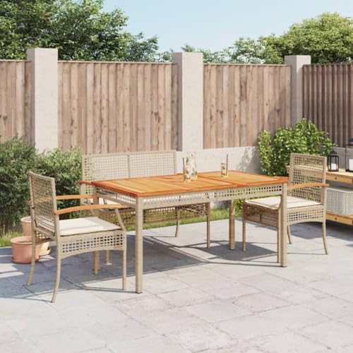 NQJIBUE 4-teiliges Garten-Esszimmer-Set mit Kissen, Poly-Rattan, Outdoor-Möbel-Sets von NQJIBUE