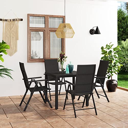 NQJIBUE 5-teiliges Garten-Esszimmer-Set, schwarz, Outdoor-Möbel-Sets von NQJIBUE