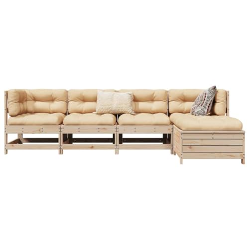 NQJIBUE 5-teiliges Garten-Sofa-Set aus massivem Kiefernholz, Outdoor-Möbel-Set von NQJIBUE