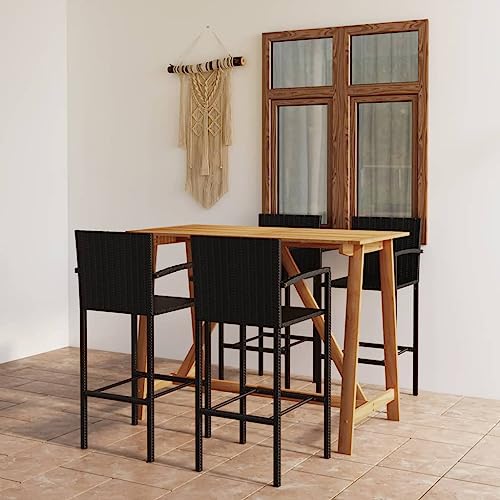 NQJIBUE 5-teiliges Gartenbar-Set, schwarz, Outdoor-Möbel-Sets von NQJIBUE