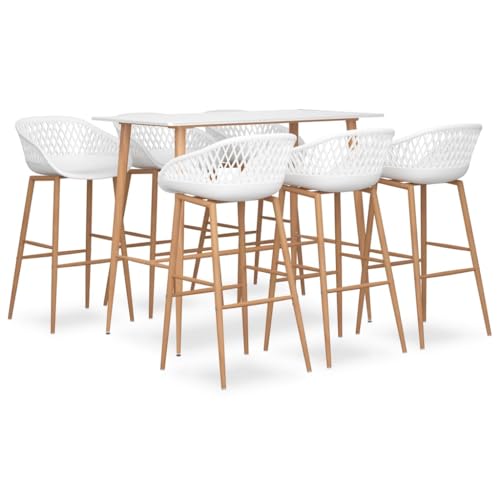 NQJIBUE 7-teiliges Bar-Set, weiß, Möbelsets, Küchen- und Esszimmermöbel-Sets NQJIBUE 7-teiliges Bar-Set, weiß, Möbelsets, Küchen- und Esszimmermöbel-Sets von NQJIBUE