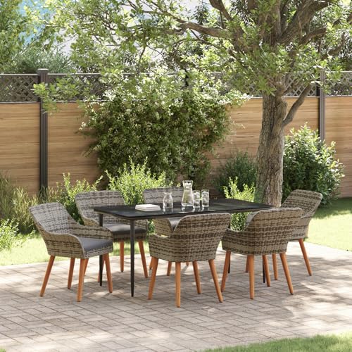 NQJIBUE 7-teiliges Garten-Esszimmer-Set, grau, Poly-Rattan, Outdoor-Tische NQJIBUE 7-teiliges Garten-Esszimmer-Set, grau, Poly-Rattan, Outdoor-Tische von NQJIBUE