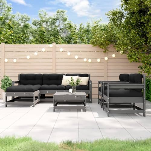 NQJIBUE 7-teiliges Garten-Lounge-Set, Grau, Massivholz, Kiefer, Outdoor-Möbel-Sets NQJIBUE 7-teiliges Garten-Lounge-Set, Grau, Massivholz, Kiefer, Outdoor-Möbel-Sets von NQJIBUE