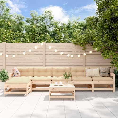 NQJIBUE 7-teiliges Garten-Lounge-Set aus massivem Kiefernholz, Outdoor-Möbel-Set von NQJIBUE