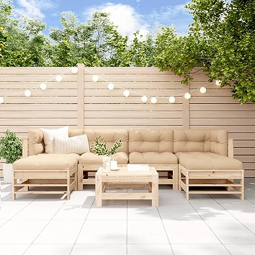 NQJIBUE 7-teiliges Garten-Lounge-Set aus massivem Kiefernholz, Outdoor-Möbel-Set von NQJIBUE