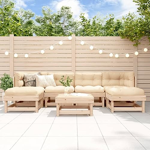 NQJIBUE 7-teiliges Garten-Lounge-Set aus massivem Kiefernholz, Outdoor-Möbel-Sets von NQJIBUE
