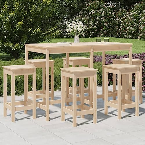 NQJIBUE 7-teiliges Gartenbar-Set aus massivem Kiefernholz, Outdoor-Möbel-Set NQJIBUE 7-teiliges Gartenbar-Set aus massivem Kiefernholz, Outdoor-Möbel-Set von NQJIBUE