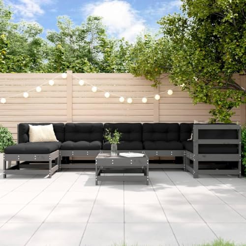 NQJIBUE 8-teiliges Garten-Lounge-Set, Grau, Massivholz, Kiefer, Outdoor-Möbel-Sets NQJIBUE 8-teiliges Garten-Lounge-Set, Grau, Massivholz, Kiefer, Outdoor-Möbel-Sets von NQJIBUE
