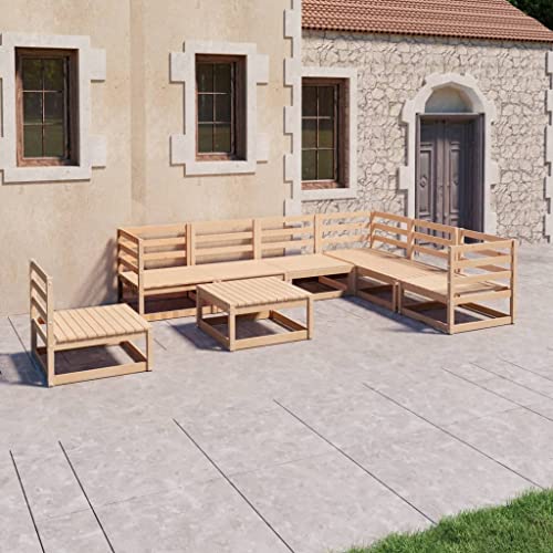 NQJIBUE 8-teiliges Garten-Lounge-Set, massives Kiefernholz, Outdoor-Möbel-Sets von NQJIBUE