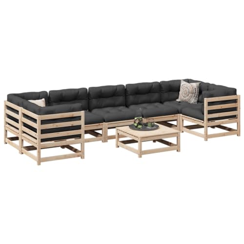 NQJIBUE 8-teiliges Garten-Sofa-Set aus massivem Kiefernholz, Outdoor-Möbel-Set von NQJIBUE