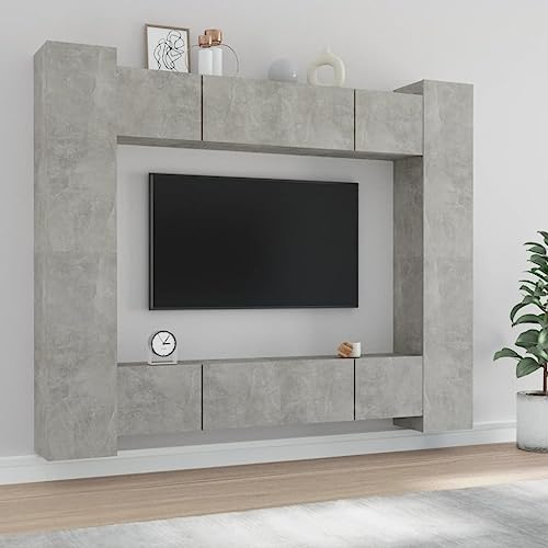 NQJIBUE 8-teiliges TV-Schrank-Set, Betongrau, Holzwerkstoff, Unterhaltungszentren und TV-Ständer NQJIBUE 8-teiliges TV-Schrank-Set, Betongrau, Holzwerkstoff, Unterhaltungszentren und TV-Ständer von NQJIBUE