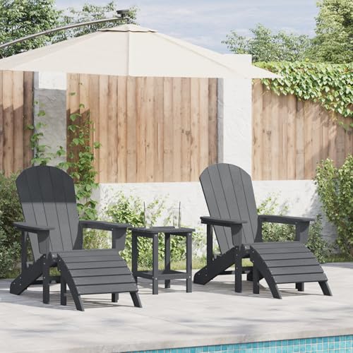 NQJIBUE Adirondack Stühle mit Fußstützen, 2 Stück, Hellgrau, HDPE, Adirondack Stuhl mit Fußstütze, Hellgrau, HDPE von NQJIBUE