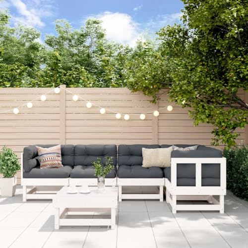 NQJIBUE Artikel-6 Stück Garten Lounge Set Weiß Massivholz Kiefer,Outdoor-Möbel-Sets von NQJIBUE