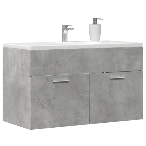 NQJIBUE Artikel-Bad-Waschbeckenunterschrank, Betongrau, 90 x 38,5 x 46 cm, Holzwerkstoff, Möbelsets, Badmöbel-Sets von NQJIBUE