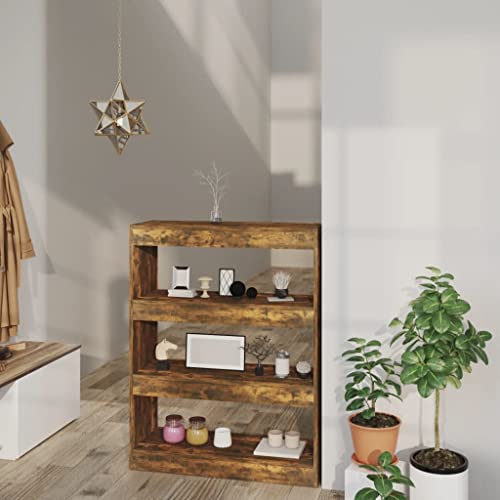 NQJIBUE Artikel-Bücherschrank/Raumteiler Räuchereiche 80x30x103 cm Holzwerkstoff, Regal, Bücherregale & Standregale von NQJIBUE