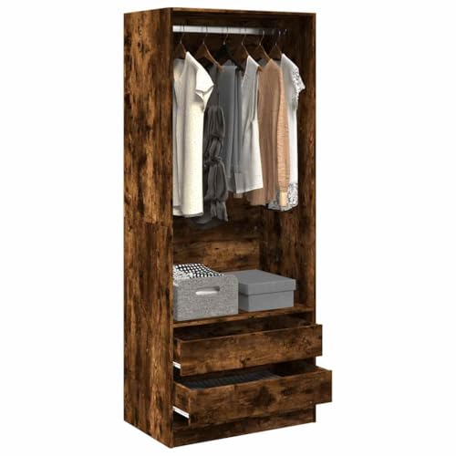 NQJIBUE Artikel-Garderobe Räuchereiche 80x50x200 cm Engineered Holz, Schränke & Abstellraum, Schränke & Kleiderschränke von NQJIBUE