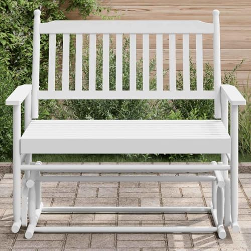 NQJIBUE Artikel-Glider Sitzbank Weiß 118x70x104,5cm Massivholz Pappel Stühle Schaukelstühle von NQJIBUE