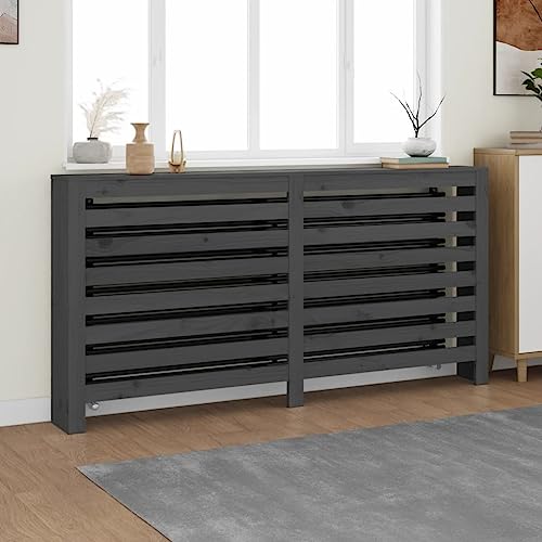 NQJIBUE Artikel-Radiatorabdeckung grau 169x19x84 cm Massivholz Kiefer Haushaltsgerätezubehör Heizkörper Zubehör von NQJIBUE
