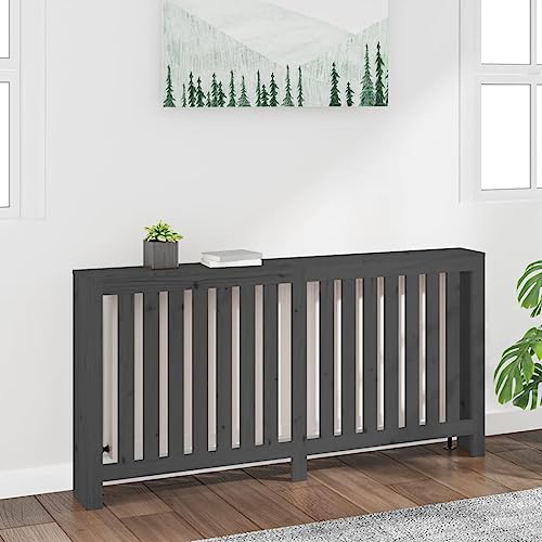 NQJIBUE Artikel-Radiatorabdeckung grau 169x19x84 cm Massivholz Kiefer Haushaltsgerätezubehör Heizkörper Zubehör von NQJIBUE