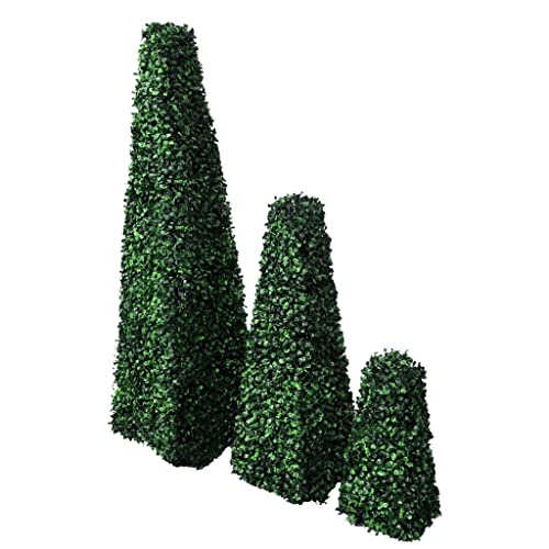 NQJIBUE Artikel-Set mit 3 künstlichen Buchsbaum-Pyramiden, Formschnitt, Dekoration, künstliche Flora von NQJIBUE