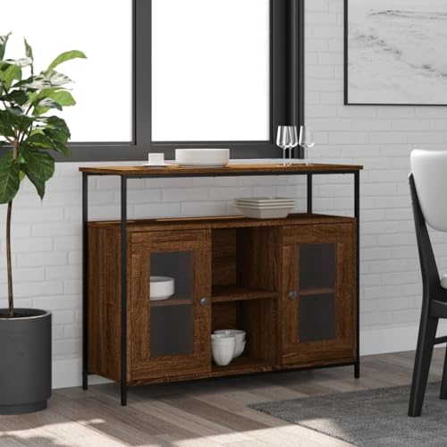 NQJIBUE Artikel-Sideboard Braun Eiche 100x35x80cm Holzwerkstoff Schränke & Aufbewahrung, Buffets & Sideboards von NQJIBUE