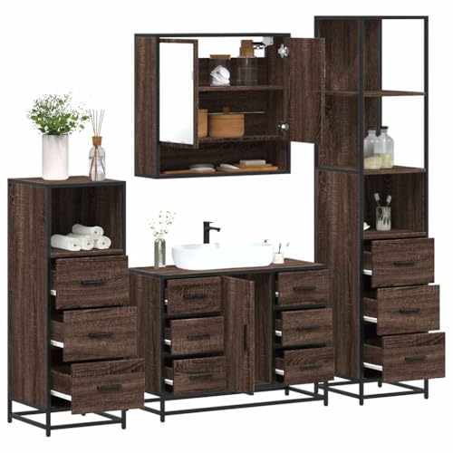 NQJIBUE Artikel: 4-teiliges Badezimmermöbel-Set, braunes Eichenholz, Möbelsets, Badezimmermöbel-Sets NQJIBUE Artikel: 4-teiliges Badezimmermöbel-Set, braunes Eichenholz, Möbelsets, Badezimmermöbel-Sets von NQJIBUE