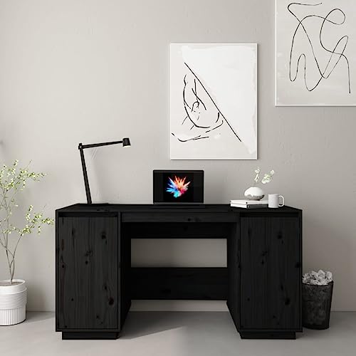 NQJIBUE Artikelschreibtisch, Schwarz, 140 x 50 x 75 cm, Kiefer massiv, Büroschreibtische NQJIBUE Artikelschreibtisch, Schwarz, 140 x 50 x 75 cm, Kiefer massiv, Büroschreibtische von NQJIBUE