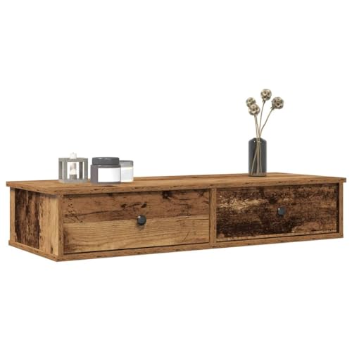 NQJIBUE Artikelwandregal mit Schubladen Altes Holz 100x37,5x19cm Holzwerkstoff Regal Wandregal & Leisten NQJIBUE Artikelwandregal mit Schubladen Altes Holz 100x37,5x19cm Holzwerkstoff Regal Wandregal & Leisten von NQJIBUE