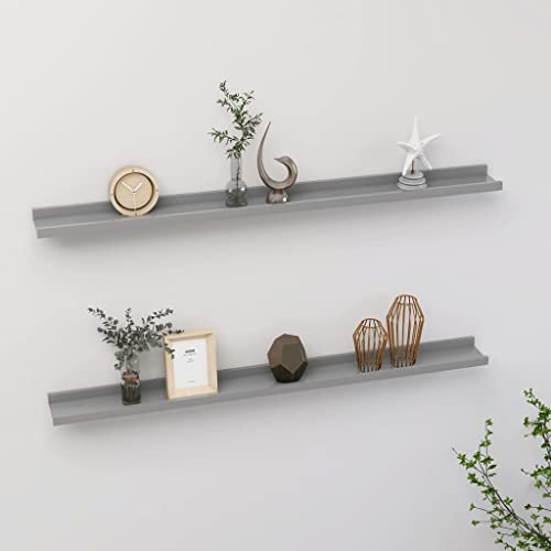 NQJIBUE Artikelwandregale, 2 Stück, grau, 100 x 9 x 3 cm, Regal, Wandregale und Ledges von NQJIBUE