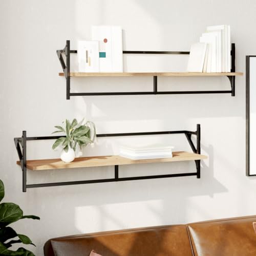 NQJIBUE Artikelwandregale mit Stangen, 2 Stück, Sonoma-Eiche, 100 x 25 x 30 cm, Regal, Wandregale & Leisten NQJIBUE Artikelwandregale mit Stangen, 2 Stück, Sonoma-Eiche, 100 x 25 x 30 cm, Regal, Wandregale & Leisten von NQJIBUE