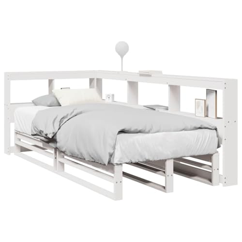 NQJIBUE Bücherregal Bett ohne Matratze Weiß 75x190cm Massivholz Kiefer Betten & Zubehör Betten & Bettrahmen NQJIBUE Bücherregal Bett ohne Matratze Weiß 75x190cm Massivholz Kiefer Betten & Zubehör Betten & Bettrahmen von NQJIBUE