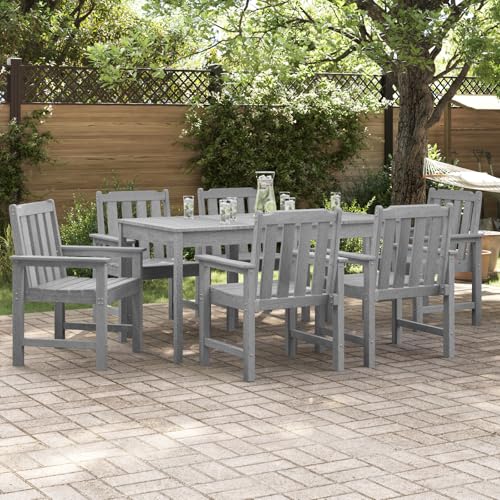 NQJIBUE Garten-Esszimmerstühle, 6 Stück, Hellgrau, 65,5 x 55,5 x 88 cm, HDPE, Garten-Esszimmerstühle, 2 Stück, Hellgrau, HDPE von NQJIBUE
