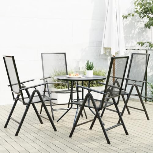 NQJIBUE Gartenstuhl-Set, 5-teilig, anthrazit, pulverbeschichteter Stahl, Outdoor-Möbel-Sets von NQJIBUE