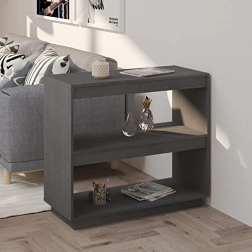NQJIBUE Item-Book-Schrank, Grau, 80 x 35 x 71 cm, massives Kiefernholz, Regal, Bücherregale & Standregale von NQJIBUE