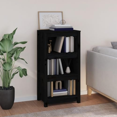 NQJIBUE Item-Book-Schrank, schwarz, 50 x 35 x 97 cm, Massivholz, Kiefer, Regal, Bücherregale & Standregale von NQJIBUE
